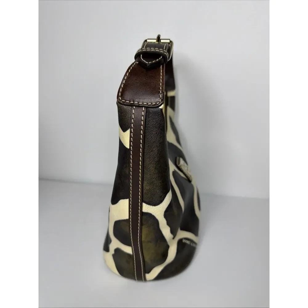 Vintage Dooney & Bourke Giraffe Print Leather Hobo Shoulder Bag Y2K Excellent